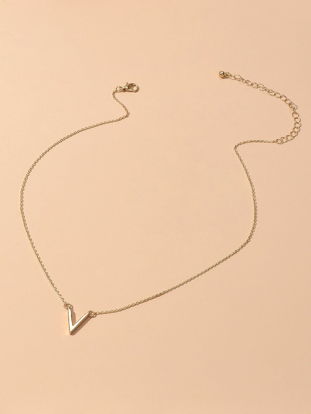 Initial V Pendant Necklace Victory Geometric Choker Boho Chain Lover Jewellery