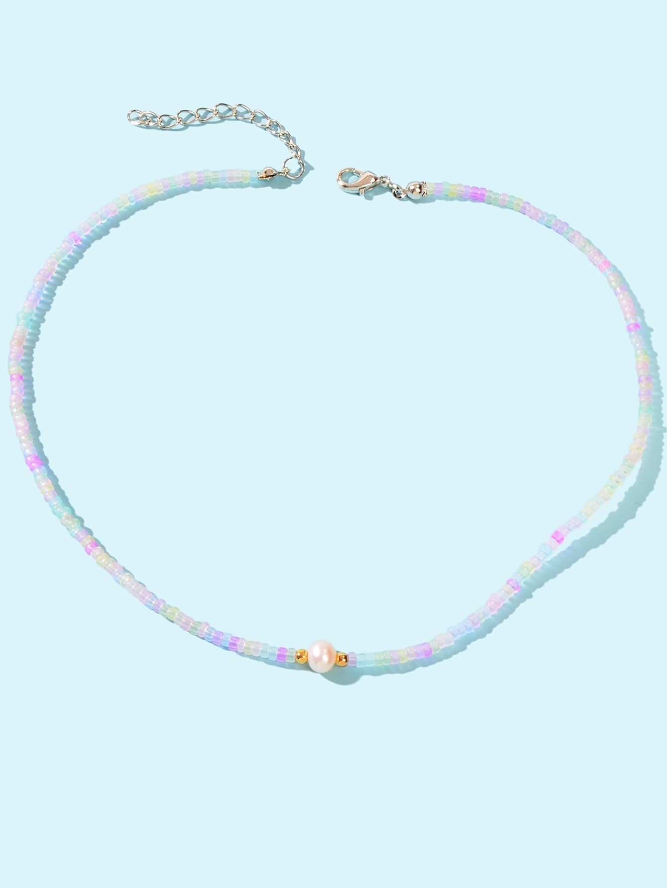 Bohemian Seed Beads Necklace Handmade Colourful Beaded Pearl Choker Jewellery