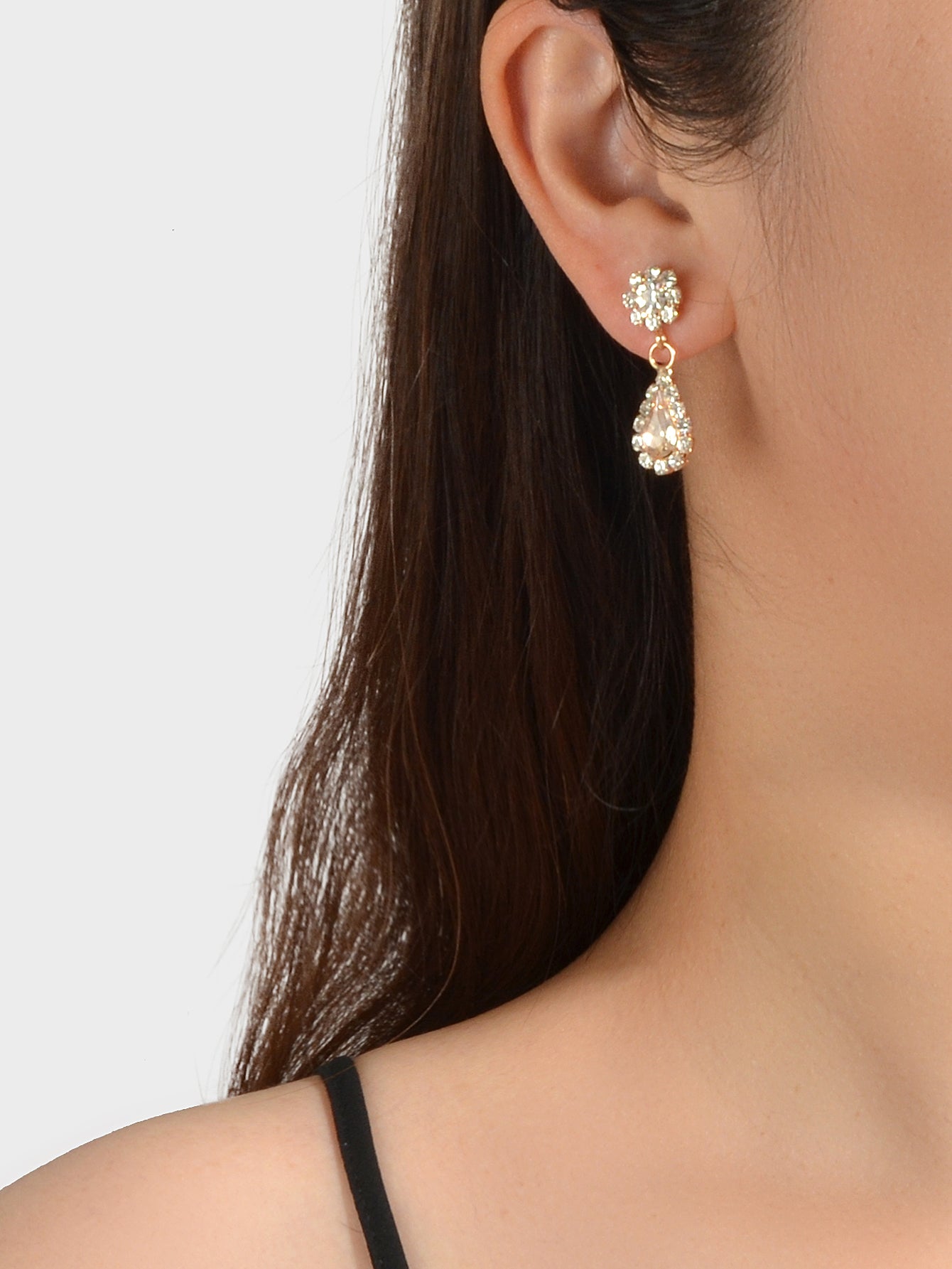 Shining Rhinestone Crystal Flower Water Drop Earrings Girl Perfect Party Jewelry