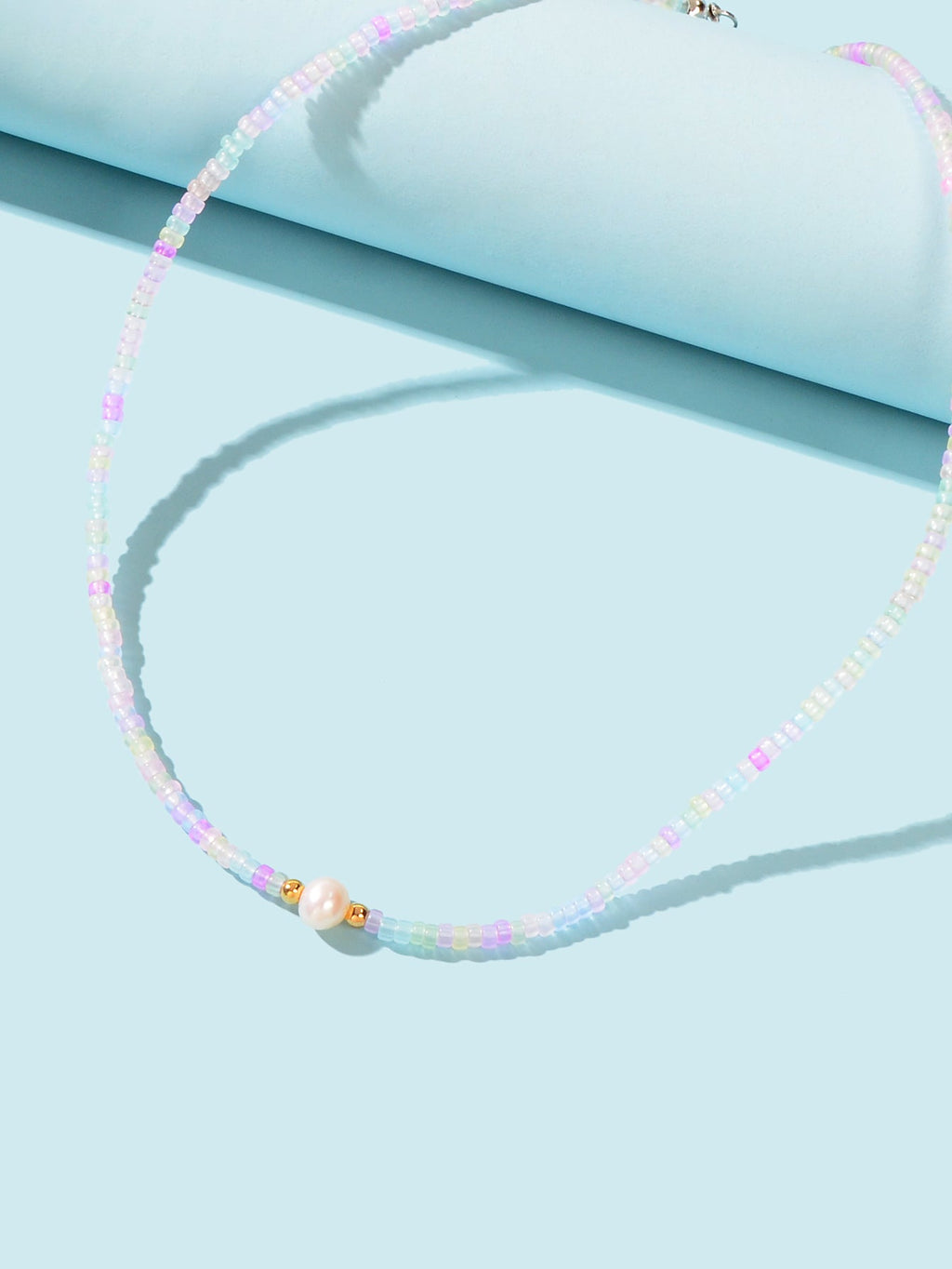 Bohemian Seed Beads Necklace Handmade Colourful Beaded Pearl Choker Jewellery