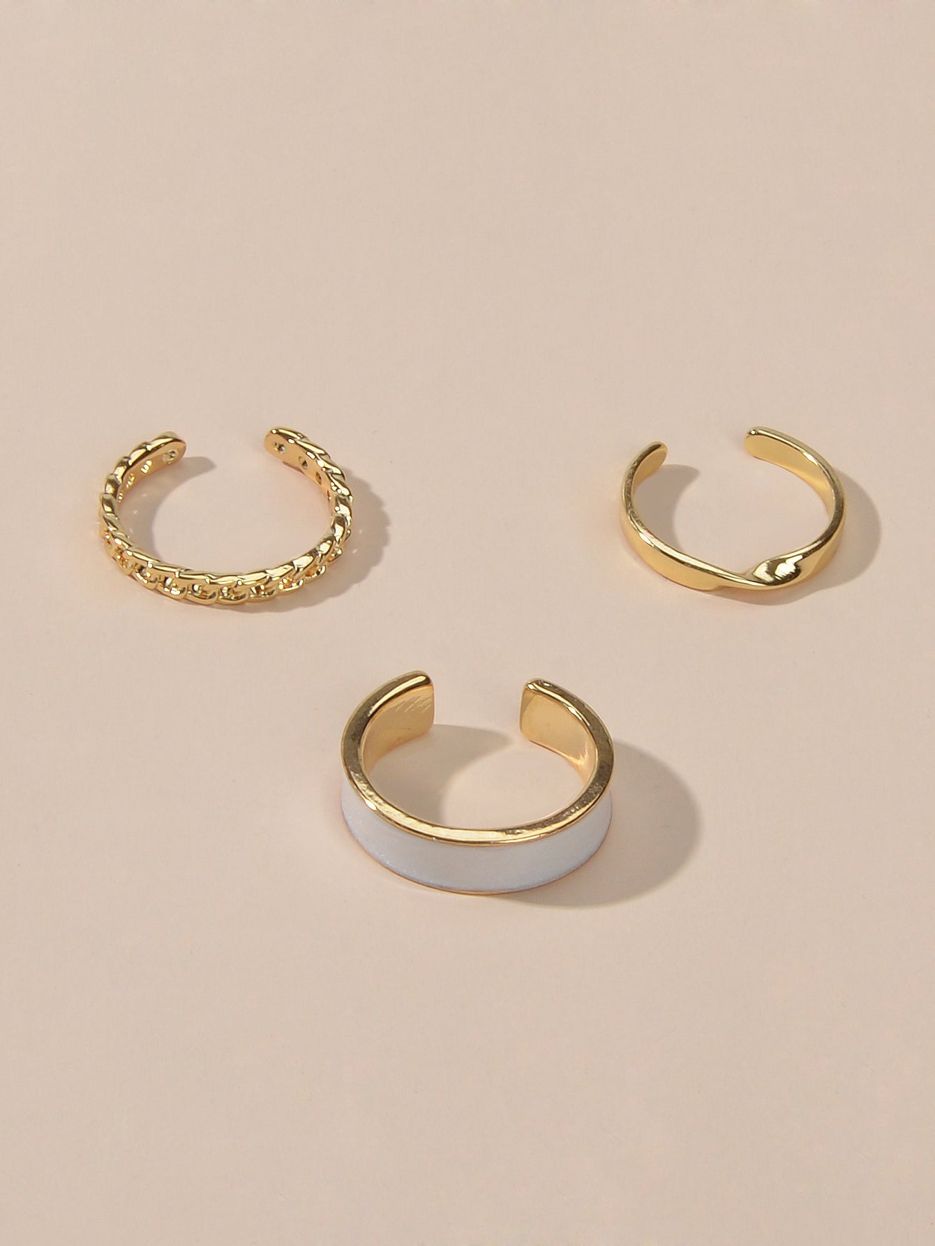 3 pcs Retro Stackable White Enamel Midi Knuckle Ring set Multiple Bulk Pack Ring