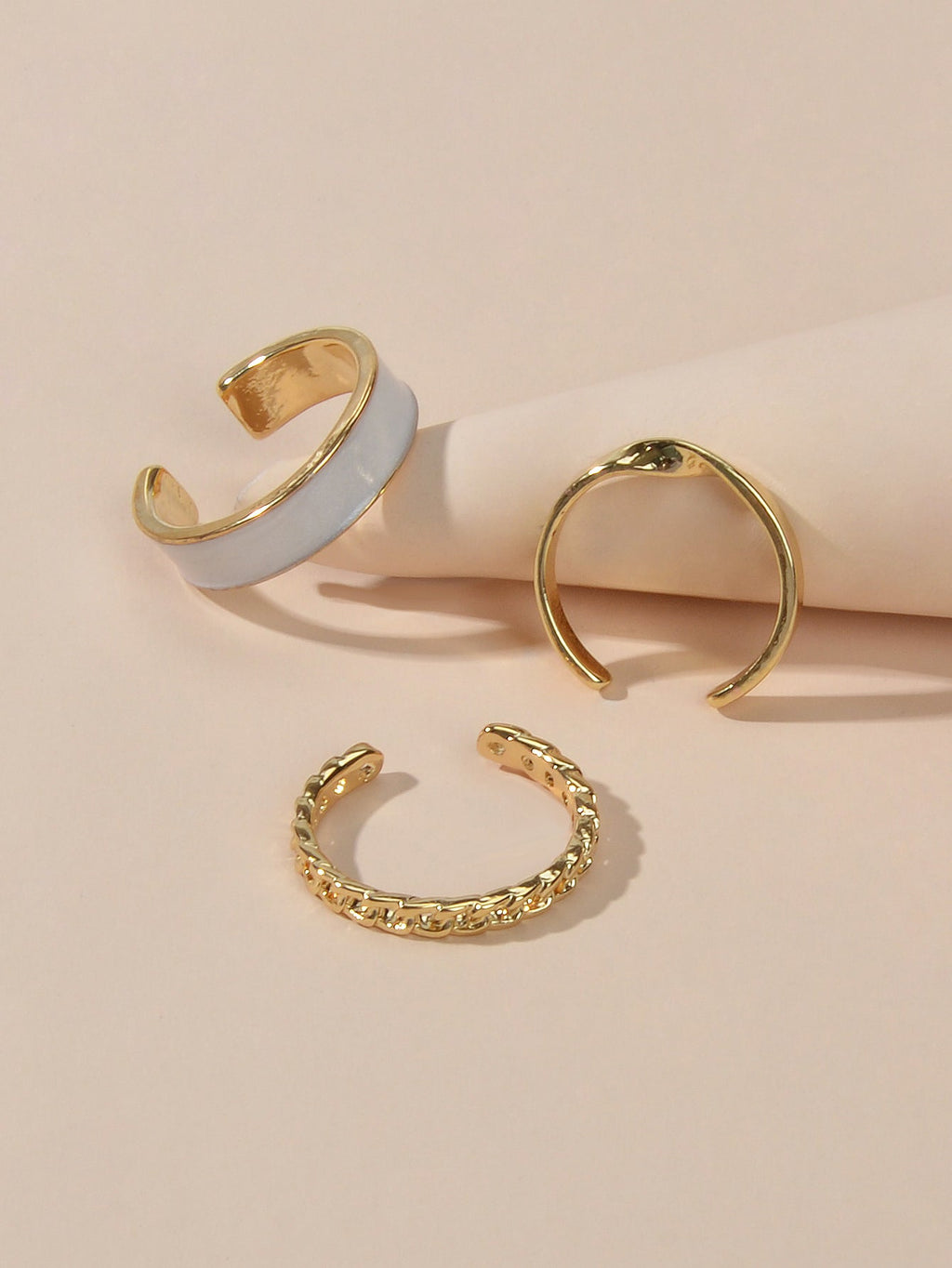 3 pcs Retro Stackable White Enamel Midi Knuckle Ring set Multiple Bulk Pack Ring