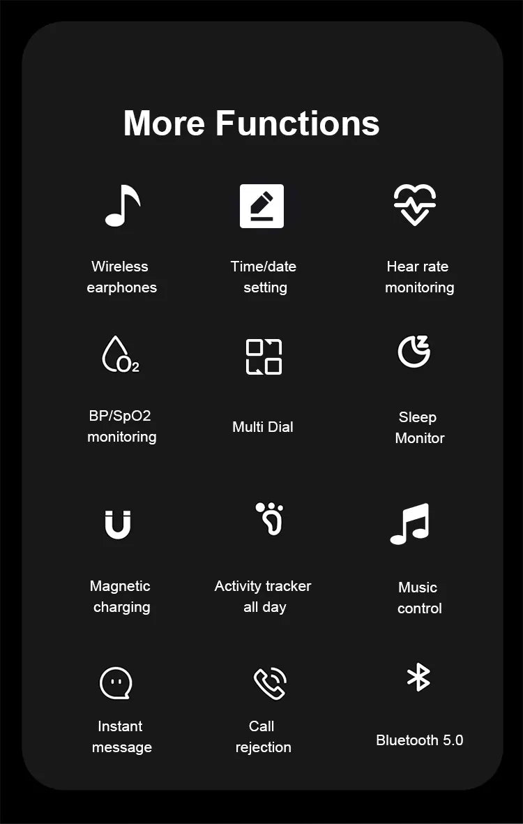 Montre connectée 2 en 1 avec écouteurs stéréo sans fil intra-auriculaires